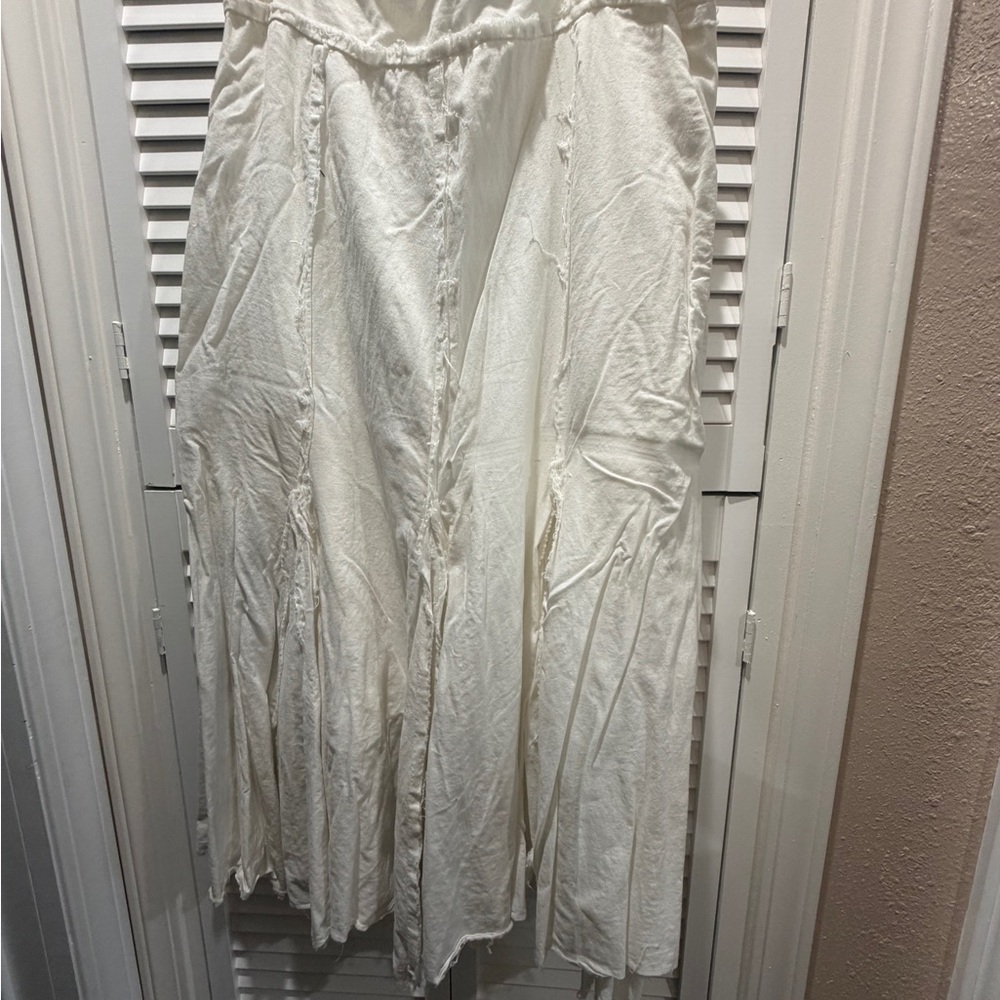 Linen White Women's Skirt